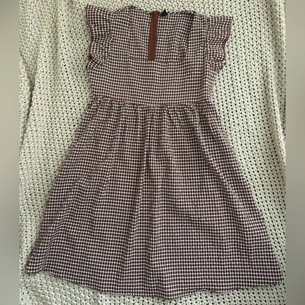 Brown Checkered Dress - Picture 2 of 6